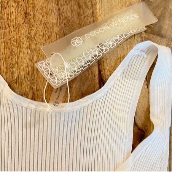 NWT - DEVON WINDSOR White Cutout Ribbed Midi Dress - Picture 9 of 10